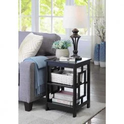 Town Square 23.50 in. Black Wood End Table by Convenience Concepts -Cheap Convenience Concepts Store black non lead paint convenience concepts end side tables s20 361 4f 1000