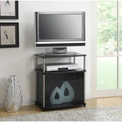 Designs2Go 24 in. Black Wood Grain Particle Board TV Stand Fits TVs Up to 25 in. with Storage Doors by Convenience Concepts 11 Designs2Go 24 in. Black Wood Grain Particle Board TV Stand Fits TVs Up to 25 in. with Storage Doors by Convenience Concepts -Cheap Convenience Concepts Store black wood grain convenience concepts tv stands 151056 31 1000