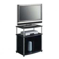 Designs2Go 24 in. Black Wood Grain Particle Board TV Stand Fits TVs Up to 25 in. with Storage Doors by Convenience Concepts 8 Designs2Go 24 in. Black Wood Grain Particle Board TV Stand Fits TVs Up to 25 in. with Storage Doors by Convenience Concepts -Cheap Convenience Concepts Store black wood grain convenience concepts tv stands 151056 e1 1000