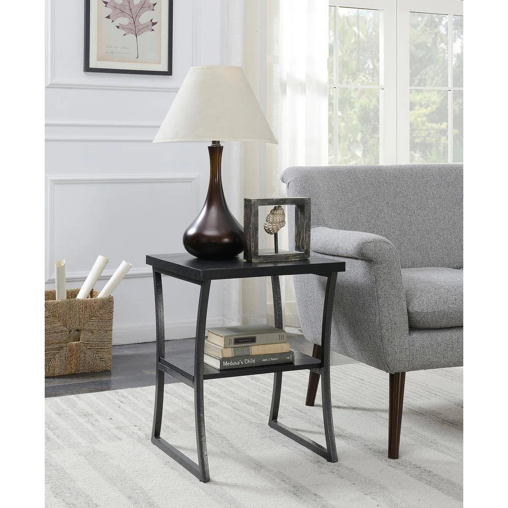 X-Calibur Black Woodgrain and Gray 23.75 in. H End Table by Convenience Concepts 9 X-Calibur Black Woodgrain and Gray 23.75 in. H End Table by Convenience Concepts - Image 7
