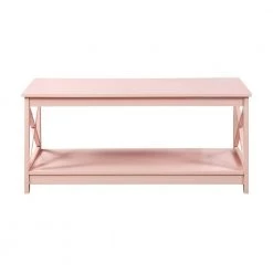 Oxford 39.5 in. Blush Pink Standard Rectangle MDF Top Coffee Table with Shelf by Convenience Concepts -Cheap Convenience Concepts Store blush pink convenience concepts coffee tables s20 457 4f 1000
