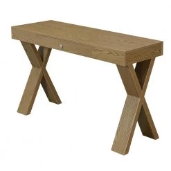 47.25 in. Brown Rectangular 1 -Drawer Writing Desk with X-designed Frame by Convenience Concepts