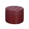 Designs4Comfort Burgundy Faux Leather Round Shoe Storage Ottoman by Convenience Concepts