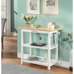 Designs2Go Butcher Block and White Kitchen Prep Island with Drawer by Convenience Concepts -Cheap Convenience Concepts Store butcher block white convenience concepts kitchen islands v2 234 31 1000