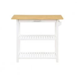 Designs2Go Butcher Block and White Kitchen Prep Island with Drawer by Convenience Concepts