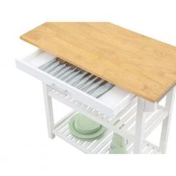 Designs2Go Butcher Block and White Kitchen Prep Island with Drawer by Convenience Concepts -Cheap Convenience Concepts Store butcher block white convenience concepts kitchen islands v2 234 77 1000