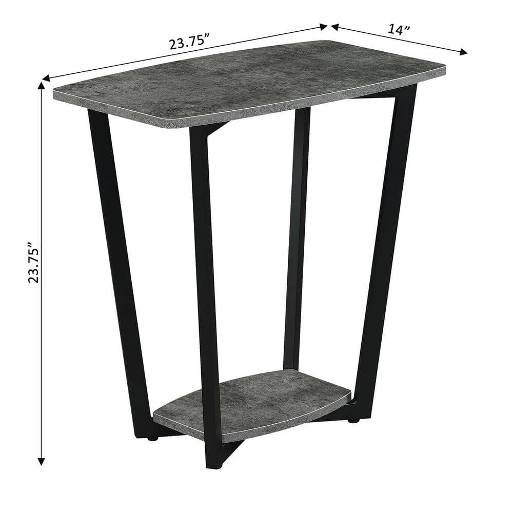 Graystone 23.75 in Cement/Black Short Rectangle Particle Board End Table with Shelf by Convenience Concepts 7 Graystone 23.75 in Cement/Black Short Rectangle Particle Board End Table with Shelf by Convenience Concepts - Image 5
