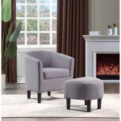 Take a Seat Churchill Cement Gray Fabric Accent Chair with Ottoman by Convenience Concepts -Cheap Convenience Concepts Store cement gray fabric convenience concepts accent chairs t1 115 31 1000