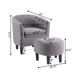 Take a Seat Churchill Cement Gray Fabric Accent Chair with Ottoman by Convenience Concepts -Cheap Convenience Concepts Store cement gray fabric convenience concepts accent chairs t1 115 4f 1000