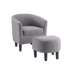 Take a Seat Churchill Cement Gray Fabric Accent Chair with Ottoman by Convenience Concepts