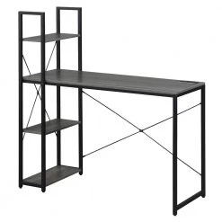 Designs2Go 44 in. Rectangle Charcoal Gray/Black Particle Board Writing Desk with Charging Station and Shelves by Convenience Concepts
