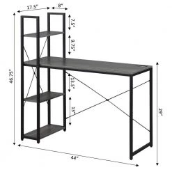 Designs2Go 44 in. Rectangle Charcoal Gray/Black Particle Board Writing Desk with Charging Station and Shelves by Convenience Concepts -Cheap Convenience Concepts Store charcoal gray black convenience concepts writing desks r4 0560 77 1000