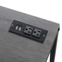 Designs2Go 44 in. Rectangle Charcoal Gray/Black Particle Board Writing Desk with Charging Station and Shelves by Convenience Concepts -Cheap Convenience Concepts Store charcoal gray black convenience concepts writing desks r4 0560 c3 1000