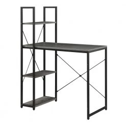 Designs2Go 36 in. Rectangle Charcoal Gray/Black Particle Board Workstation Writing Desk with Shelves by Convenience Concepts