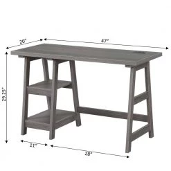 Designs2Go 47 in. Rectangular Charcoal Gray MDF Writing Desk with Charging Station by Convenience Concepts -Cheap Convenience Concepts Store charcoal gray convenience concepts writing desks r7 128 4f 1000