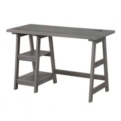 Designs2Go 47 in. Rectangular Charcoal Gray MDF Writing Desk with Charging Station by Convenience Concepts