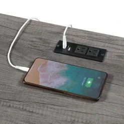 Designs2Go 47 in. Rectangular Charcoal Gray MDF Writing Desk with Charging Station by Convenience Concepts -Cheap Convenience Concepts Store charcoal gray convenience concepts writing desks r7 128 c3 1000