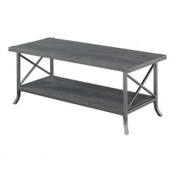 Brookline 42 in. Gray Large Rectangle Wood Coffee Table with Shelf by Convenience Concepts