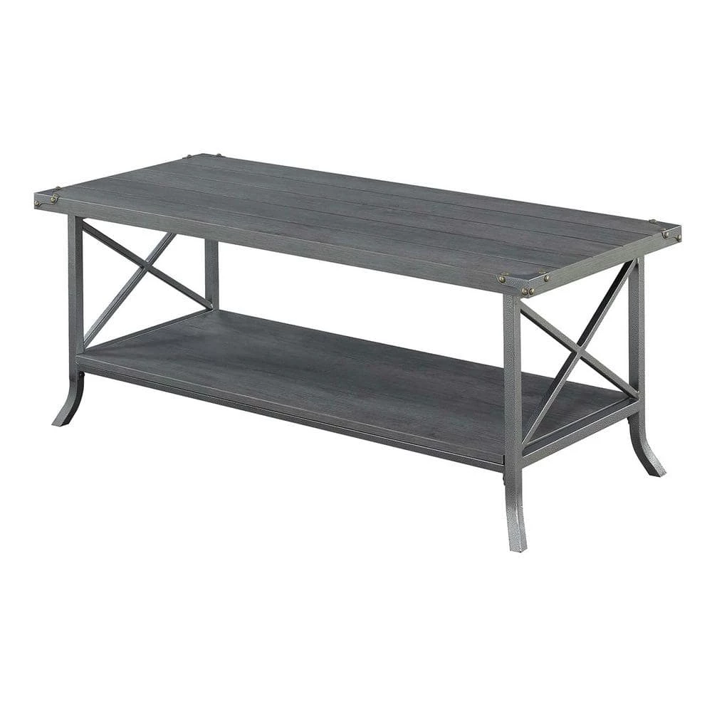 Brookline 42 in. Gray Large Rectangle Wood Coffee Table with Shelf by Convenience Concepts 3 Brookline 42 in. Gray Large Rectangle Wood Coffee Table with Shelf by Convenience Concepts