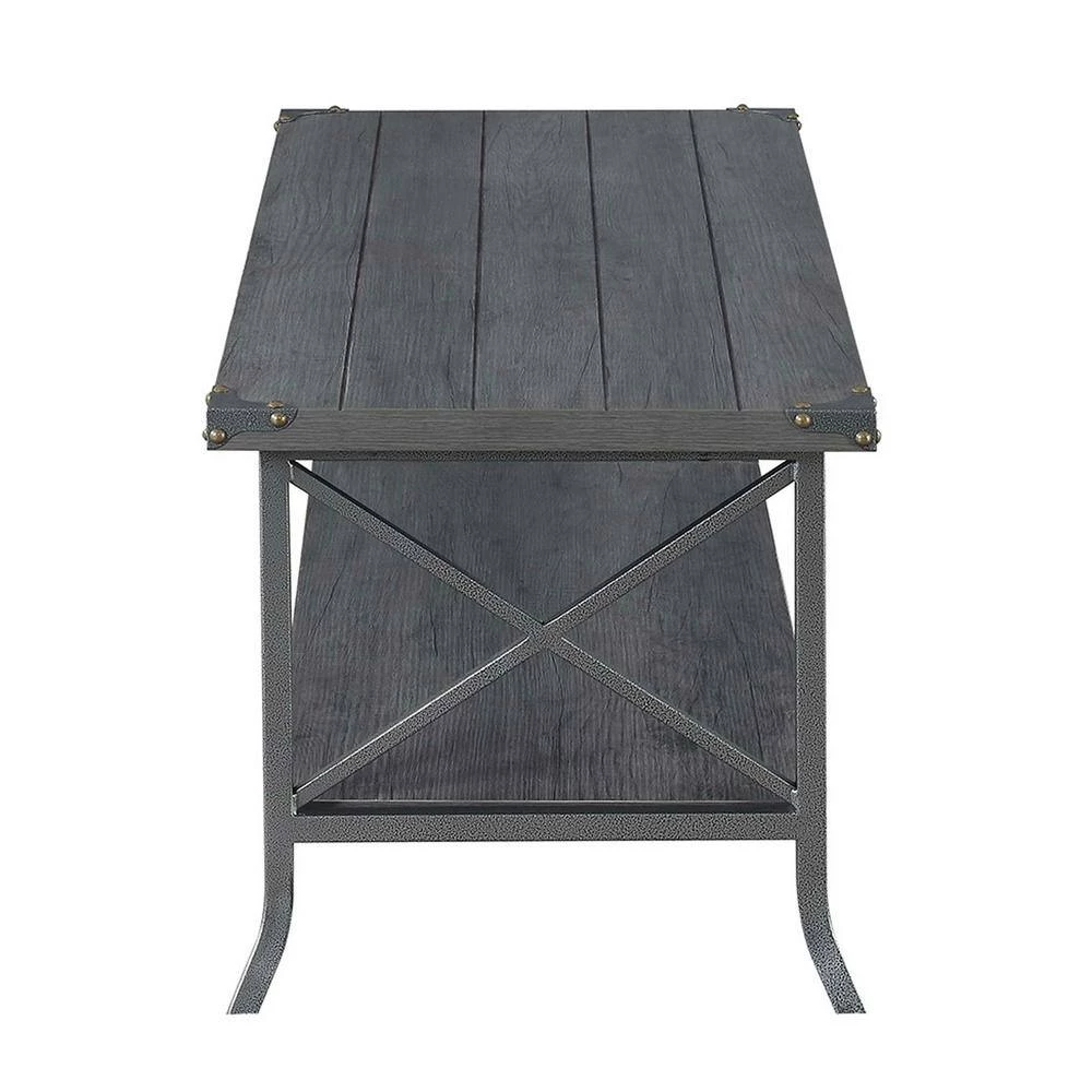 Brookline 42 in. Gray Large Rectangle Wood Coffee Table with Shelf by Convenience Concepts 4 Brookline 42 in. Gray Large Rectangle Wood Coffee Table with Shelf by Convenience Concepts - Image 2