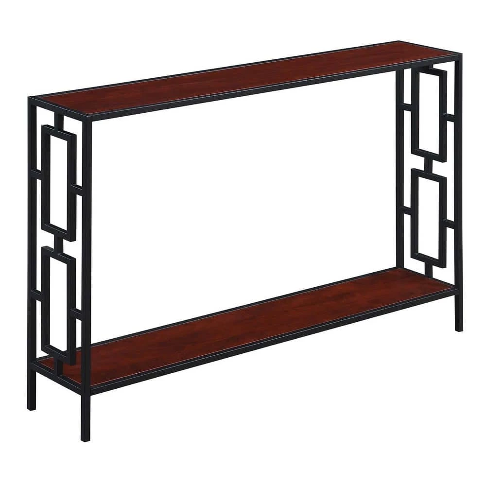 Town Square 47.25 in. Cherry/Black Rectangle Wood Veneer Console Table with Shelf by Convenience Concepts 3 Town Square 47.25 in. Cherry/Black Rectangle Wood Veneer Console Table with Shelf by Convenience Concepts
