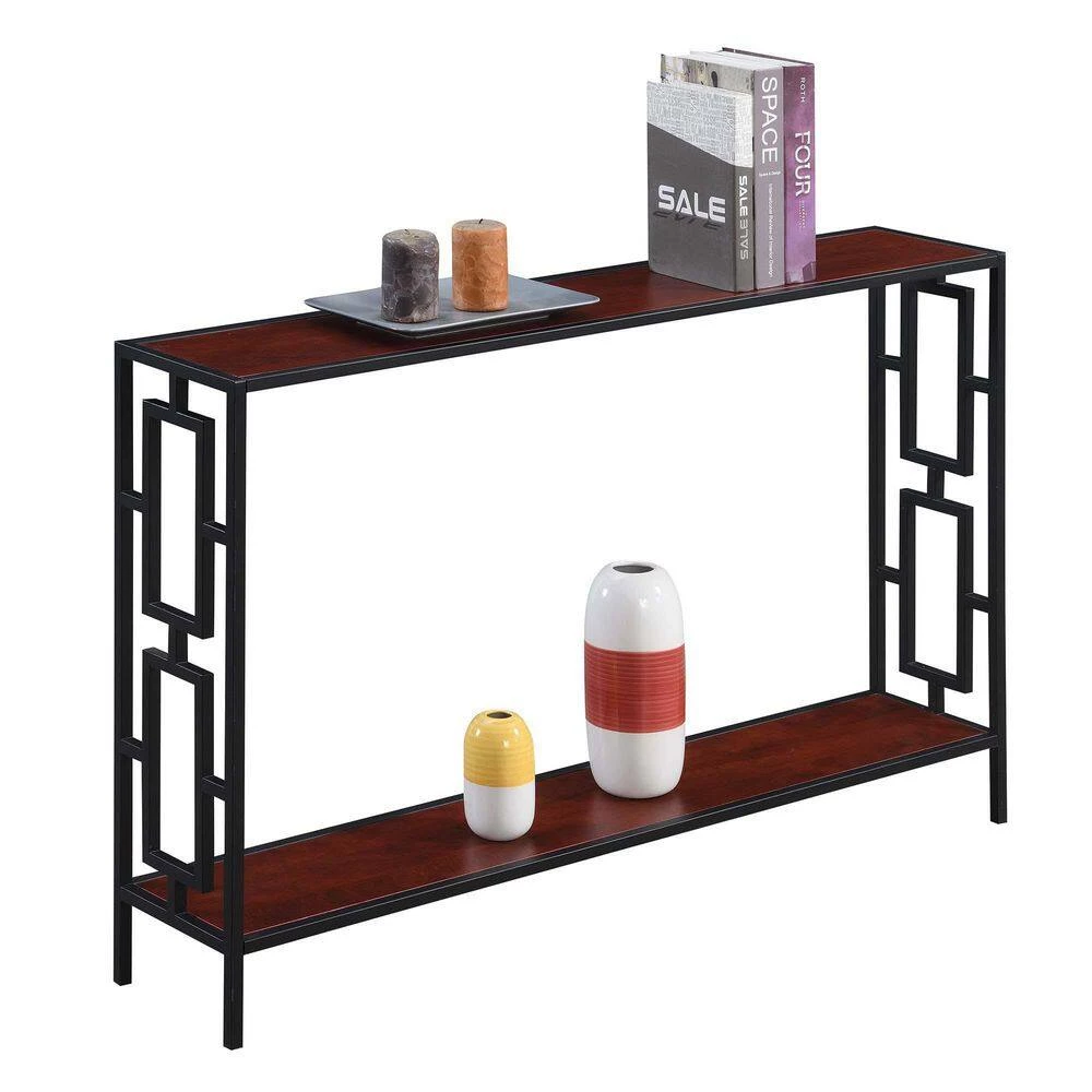 Town Square 47.25 in. Cherry/Black Rectangle Wood Veneer Console Table with Shelf by Convenience Concepts 5 Town Square 47.25 in. Cherry/Black Rectangle Wood Veneer Console Table with Shelf by Convenience Concepts - Image 3