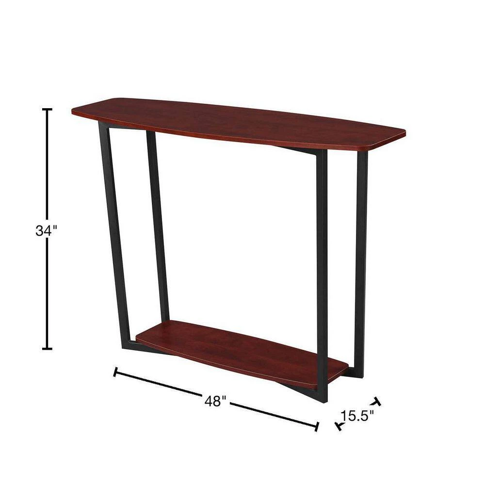 Graystone 48 in. Cherry/Black Frame Standard Rectangle Console Table with Shelves by Convenience Concepts 5 Graystone 48 in. Cherry/Black Frame Standard Rectangle Console Table with Shelves by Convenience Concepts - Image 3