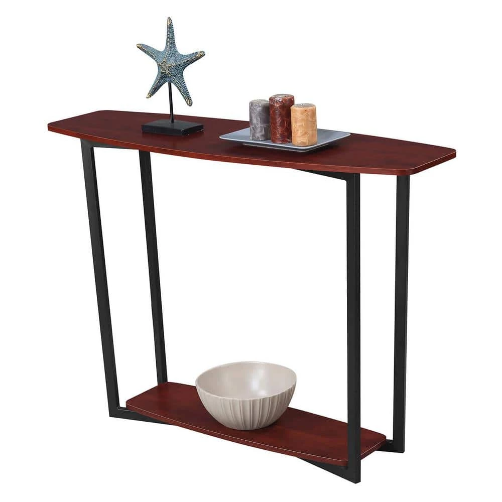 Graystone 48 in. Cherry/Black Frame Standard Rectangle Console Table with Shelves by Convenience Concepts 11 Graystone 48 in. Cherry/Black Frame Standard Rectangle Console Table with Shelves by Convenience Concepts - Image 9