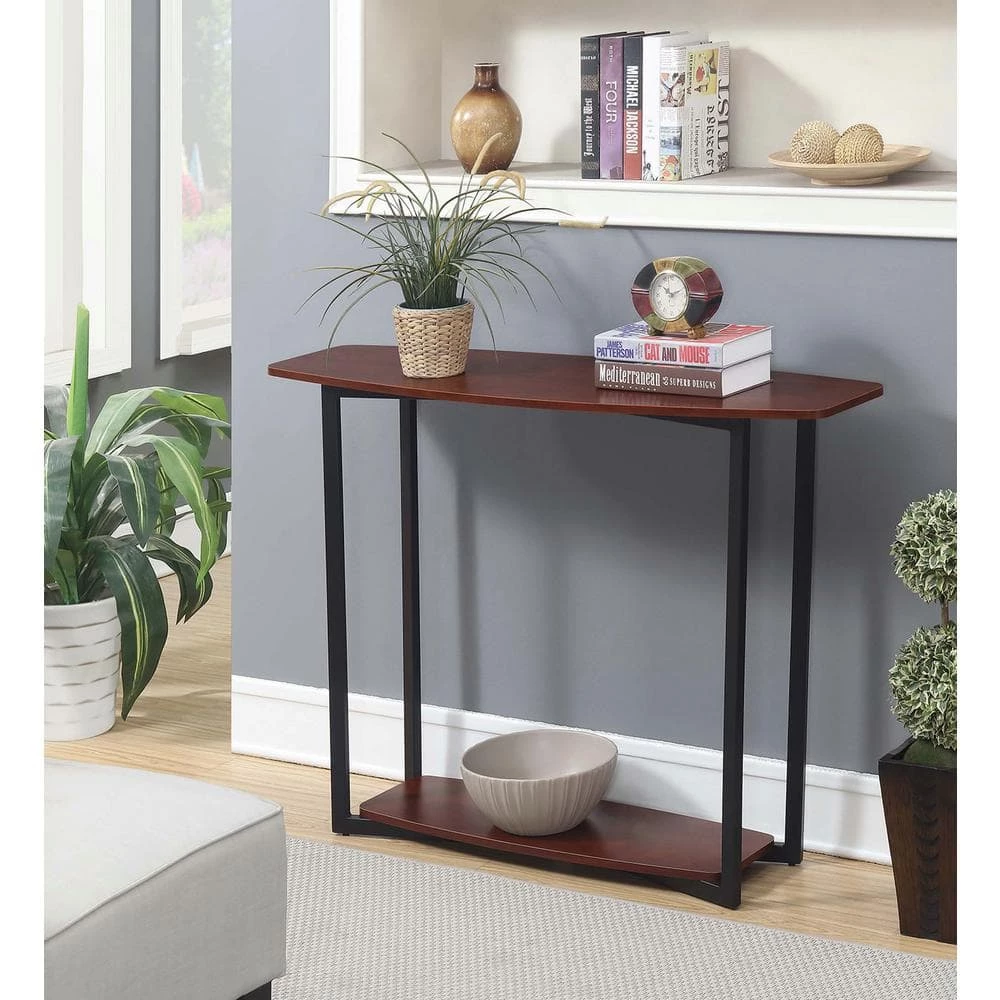Graystone 48 in. Cherry/Black Frame Standard Rectangle Console Table with Shelves by Convenience Concepts 7 Graystone 48 in. Cherry/Black Frame Standard Rectangle Console Table with Shelves by Convenience Concepts - Image 5