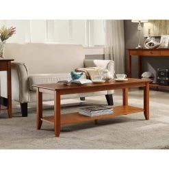 American Heritage 48 in. Cherry Large Rectangle Wood Coffee Table with Shelf by Convenience Concepts -Cheap Convenience Concepts Store cherry convenience concepts coffee tables 7104088ch 31 1000