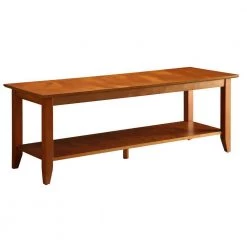 American Heritage 48 in. Cherry Large Rectangle Wood Coffee Table with Shelf by Convenience Concepts