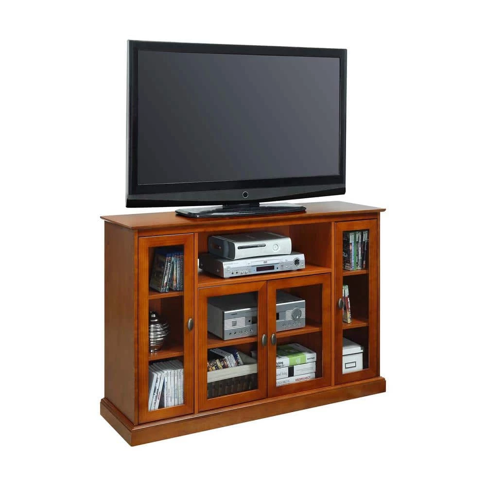 Summit 52 in. Cherry Highboy TV Stand Fits up to 55 in. TV with Storage Cabinets by Convenience Concepts 4 Summit 52 in. Cherry Highboy TV Stand Fits up to 55 in. TV with Storage Cabinets by Convenience Concepts - Image 2