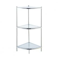 Royal Crest 35.5 in. H Chrome/Glass Metal 3-Shelf Corner Bookcase by Convenience Concepts