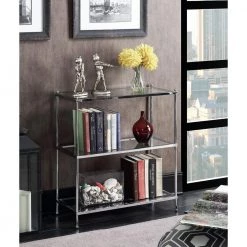 Royal Crest 30.25 in. H Chrome Glass 3-Shelf Accent Bookcase by Convenience Concepts -Cheap Convenience Concepts Store chrome convenience concepts bookcases bookshelves s11 147 31 1000