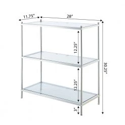 Royal Crest 30.25 in. H Chrome Glass 3-Shelf Accent Bookcase by Convenience Concepts -Cheap Convenience Concepts Store chrome convenience concepts bookcases bookshelves s11 147 4f 1000