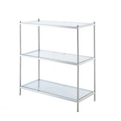 Royal Crest 30.25 in. H Chrome Glass 3-Shelf Accent Bookcase by Convenience Concepts