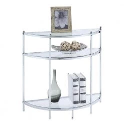Royal Crest 30.75in Chrome Standard Height Half-Circle Glass Top Console Table with 3-Tiers by Convenience Concepts -Cheap Convenience Concepts Store chrome convenience concepts console tables s11 141 e1 1000