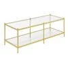 Royal Crest 48 in. Clear/Gold Large Rectangle Glass Coffee Table with Shelf by Convenience Concepts -Cheap Convenience Concepts Store clear glass and gold powder coated metal convenience concepts coffee tables s11 152 64 1000