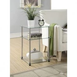Designs2Go 3-Tier Glass End Table by Convenience Concepts -Cheap Convenience Concepts Store clear glass and stainless steel convenience concepts end side tables 157460 31 1000