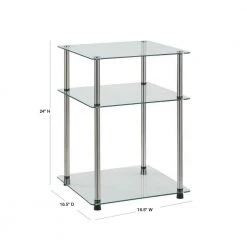 Designs2Go 3-Tier Glass End Table by Convenience Concepts -Cheap Convenience Concepts Store clear glass and stainless steel convenience concepts end side tables 157460 40 1000