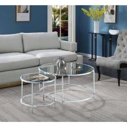 Royal Crest 2-Piece 34 in. Clear/Chromed Medium Square Glass Coffee Table Set with Nesting Tables by Convenience Concepts 12 Royal Crest 2-Piece 34 in. Clear/Chromed Medium Square Glass Coffee Table Set with Nesting Tables by Convenience Concepts -Cheap Convenience Concepts Store clear glass chromed metal convenience concepts nesting tables s11 159 44 1000
