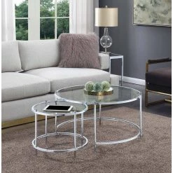 Royal Crest 2-Piece 34 in. Clear/Chromed Medium Square Glass Coffee Table Set with Nesting Tables by Convenience Concepts 10 Royal Crest 2-Piece 34 in. Clear/Chromed Medium Square Glass Coffee Table Set with Nesting Tables by Convenience Concepts -Cheap Convenience Concepts Store clear glass chromed metal convenience concepts nesting tables s11 159 4f 1000