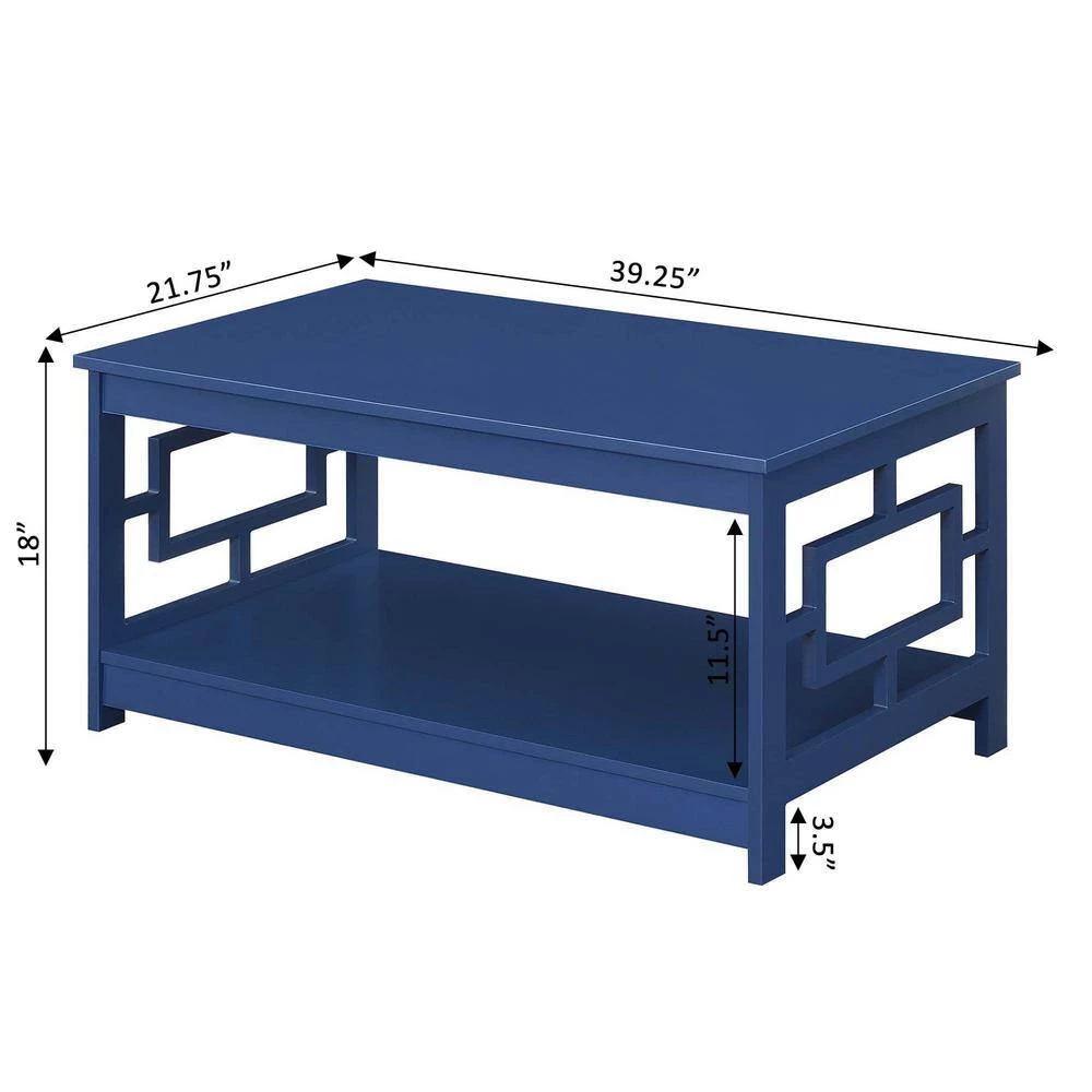 Town Square 39.25 in Cobalt Blue 18 in. Rectangular MDF Coffee Table with Shelf by Convenience Concepts 6 Town Square 39.25 in Cobalt Blue 18 in. Rectangular MDF Coffee Table with Shelf by Convenience Concepts - Image 4