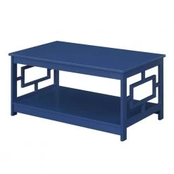 Town Square 39.25 in Cobalt Blue 18 in. Rectangular MDF Coffee Table with Shelf by Convenience Concepts