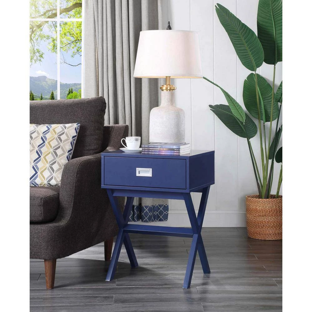 Designs2Go Landon 19 in. Cobalt Blue Standard Rectangle Wood End Table with 1-Drawer by Convenience Concepts 10 Designs2Go Landon 19 in. Cobalt Blue Standard Rectangle Wood End Table with 1-Drawer by Convenience Concepts - Image 8