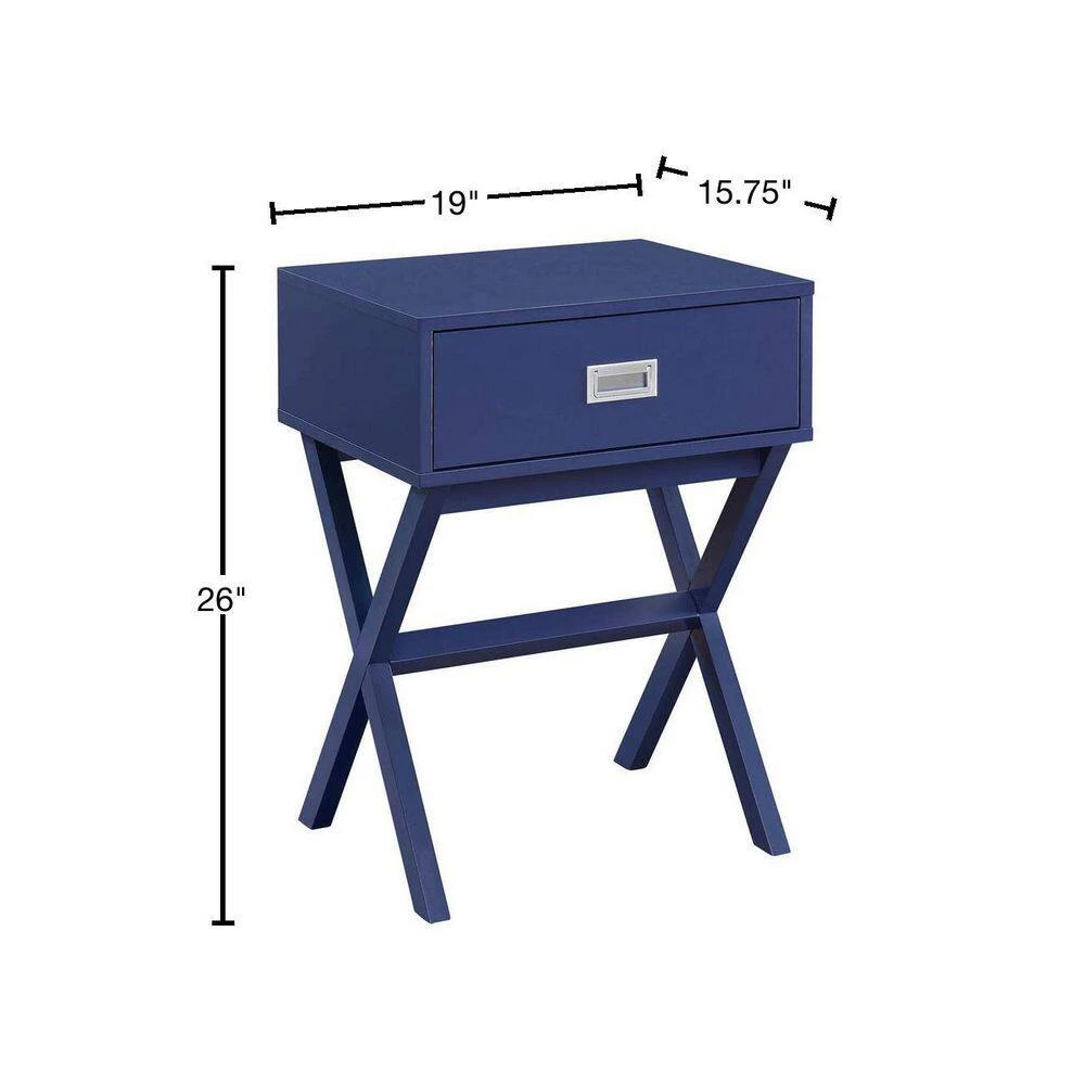 Designs2Go Landon 19 in. Cobalt Blue Standard Rectangle Wood End Table with 1-Drawer by Convenience Concepts 5 Designs2Go Landon 19 in. Cobalt Blue Standard Rectangle Wood End Table with 1-Drawer by Convenience Concepts - Image 3