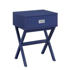 Designs2Go Landon 19 in. Cobalt Blue Standard Rectangle Wood End Table with 1-Drawer by Convenience Concepts