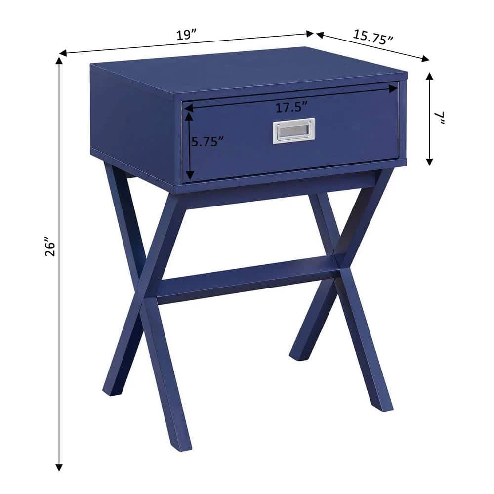 Designs2Go Landon 19 in. Cobalt Blue Standard Rectangle Wood End Table with 1-Drawer by Convenience Concepts 8 Designs2Go Landon 19 in. Cobalt Blue Standard Rectangle Wood End Table with 1-Drawer by Convenience Concepts - Image 6