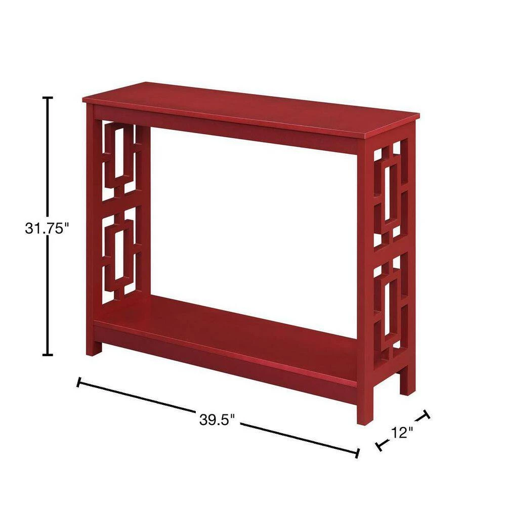 Town Square 39.5 in. Cranberry Red 31.75 in. Rectangle Wood Console Table with Shelf by Convenience Concepts 5 Town Square 39.5 in. Cranberry Red 31.75 in. Rectangle Wood Console Table with Shelf by Convenience Concepts - Image 3
