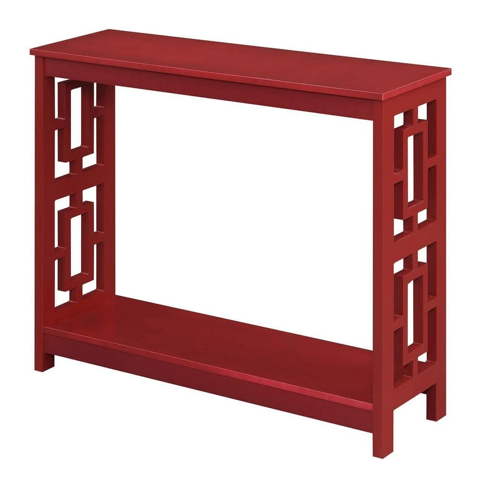 Town Square 39.5 in. Cranberry Red 31.75 in. Rectangle Wood Console Table with Shelf by Convenience Concepts 3 Town Square 39.5 in. Cranberry Red 31.75 in. Rectangle Wood Console Table with Shelf by Convenience Concepts